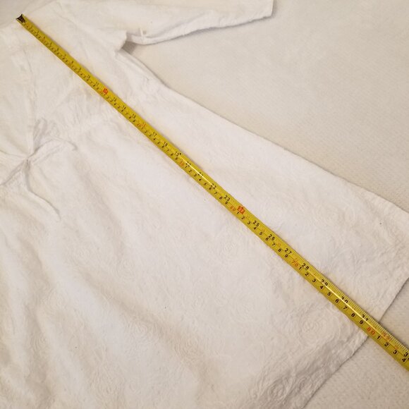 100% Cotton Resort Wear White Floral Textured Bikini Coverup Dress Women Medium - Picture 14 of 14